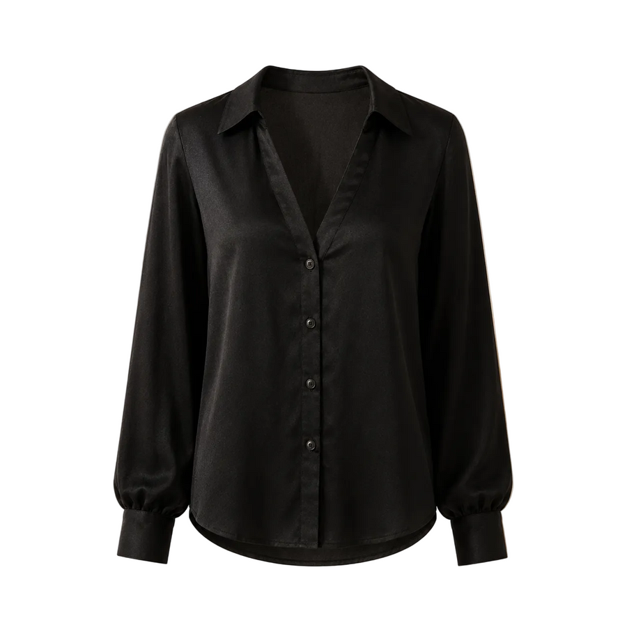 Women's Black V-Neck Shirt — Relaxed Everyday Top
