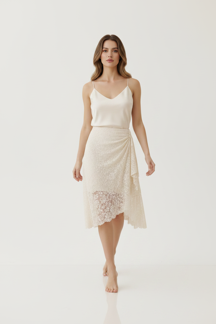 Vintage Lace Asymmetrical Skirt