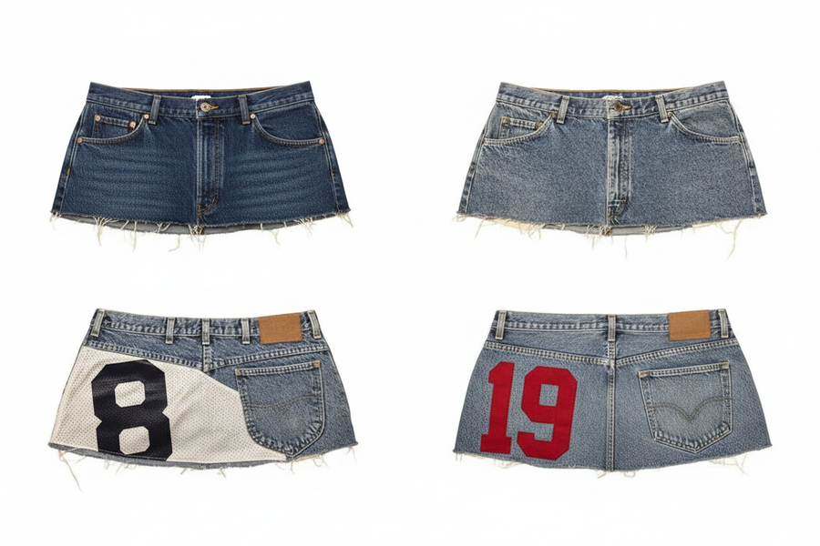 Style Grid – Denim Patchwork Mini Skirt