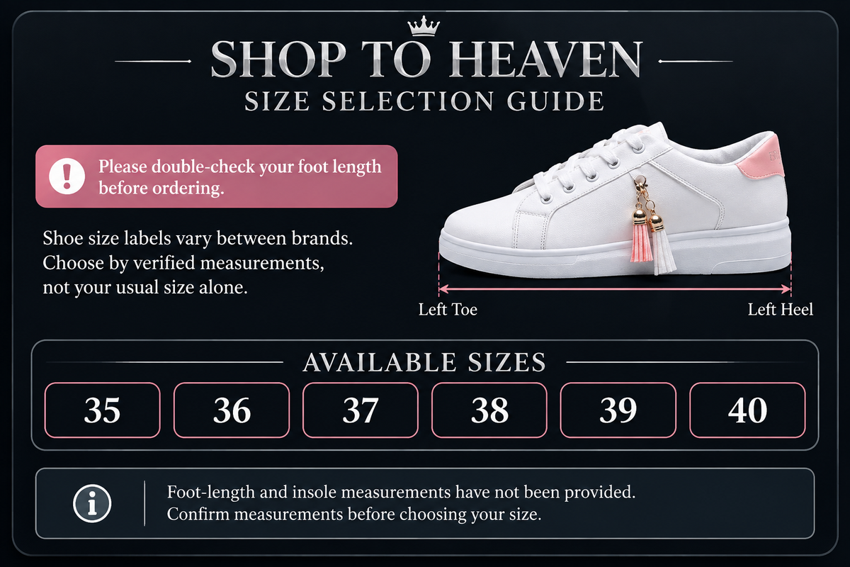 Tassel Sneakers Size Guide