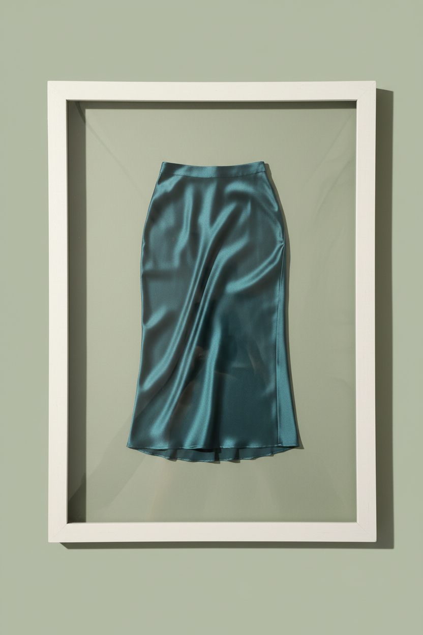 Teal Satin Skirt Framed