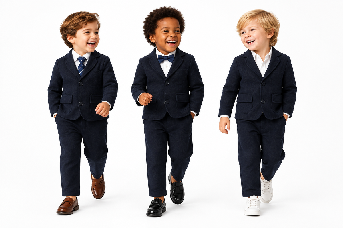 Three navy suit styling looks