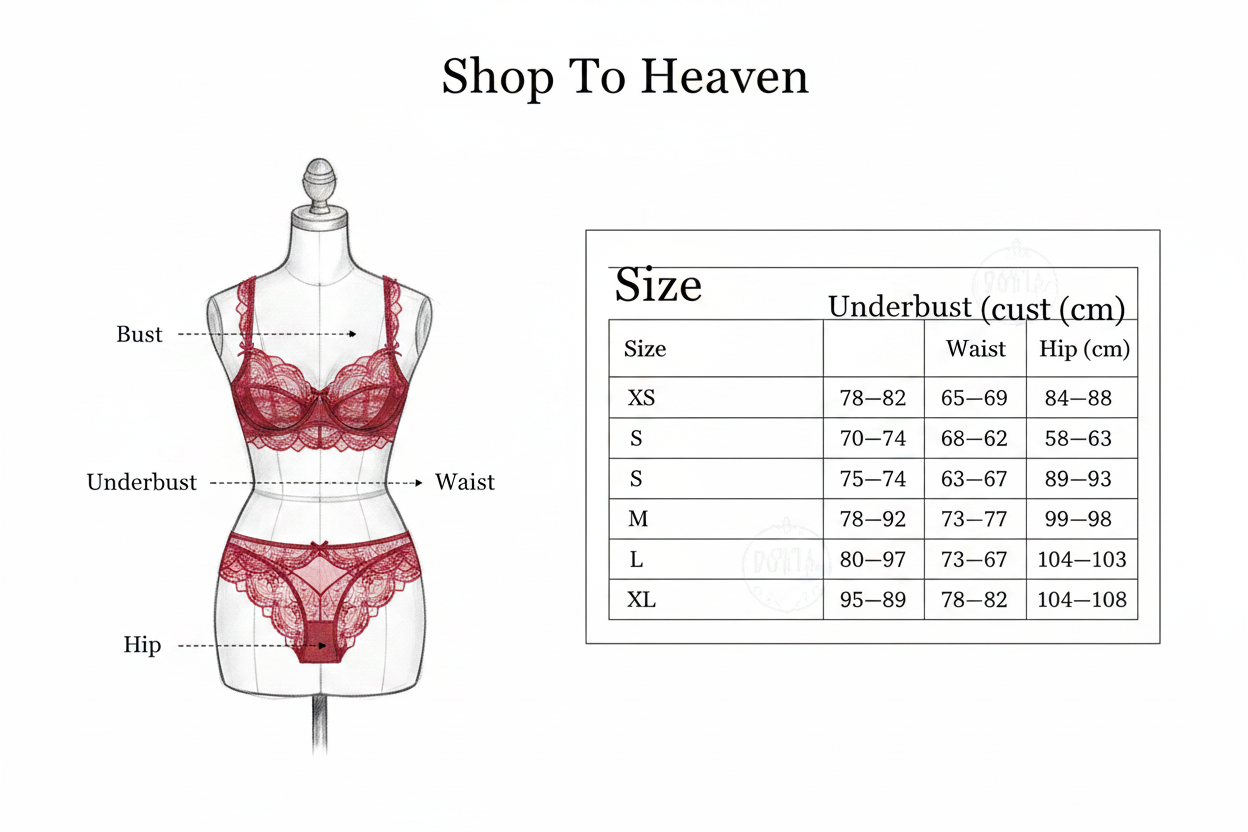 Ultra-Light Lace Bra Set - Size Guide