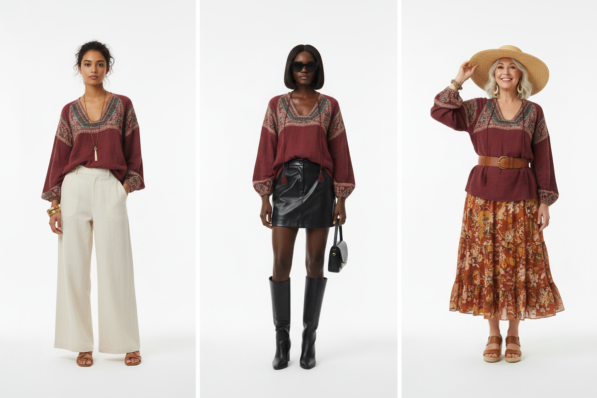 WEAR WITH THIS Card 1 – Ethnic Blouse Age Diverse