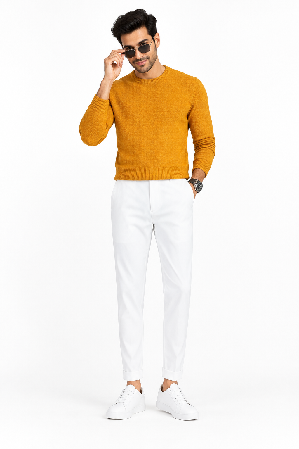 White Cropped Trousers Cover