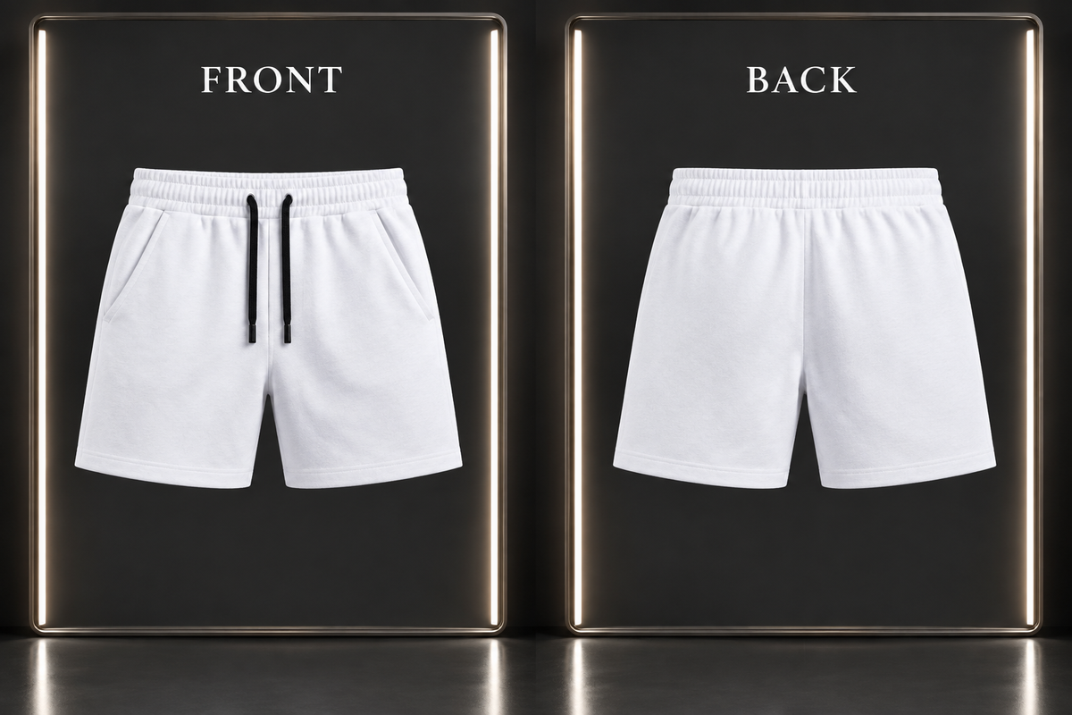 White Sports Shorts Frame