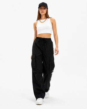 Shop To Heaven Wide-Leg Cargo Parachute Pants black cover image